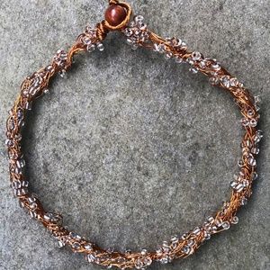 Copper beaded and twisted necklace